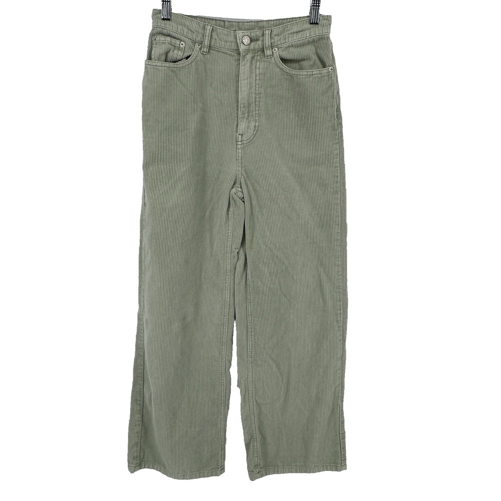 BDG High & Wide Corduroy Pants Women's 26 Light Sage Green High Rise Wide Leg